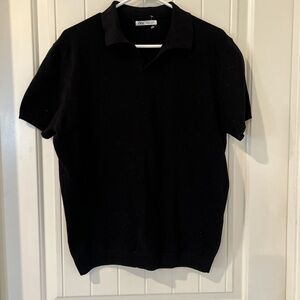 Zara Black Textured Polo Shirt
